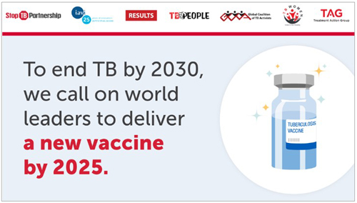 2030 yılına kadar tüberkülozu sona erdirmek için 2025 yılına kadar yeni bir aşı konusunda Dünya liderlerine çağrı yapıyoruz
